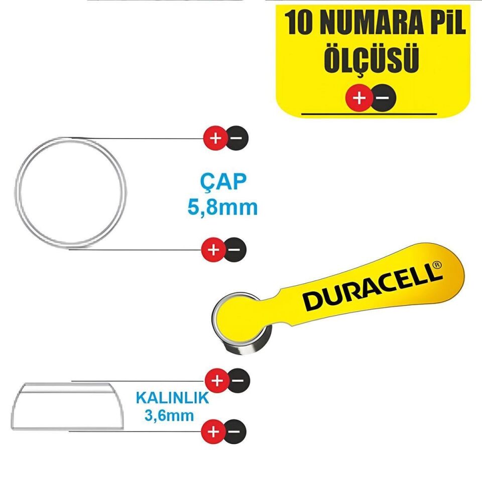 Duracell Activair 10 Numara İşitme Cihazı Pili 6'lı Paket