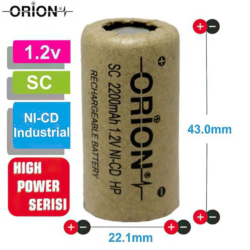 Orion SC 1.2V 2200mAh 10C Ni-CD Pil