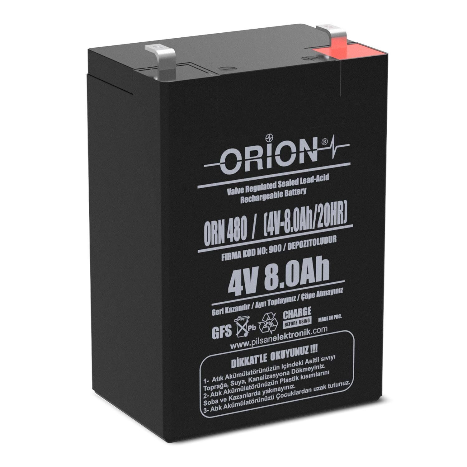 Orion ORN480 4V 8Ah Kuru Bakımsız Akü