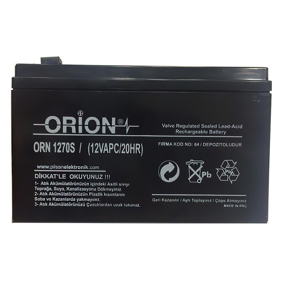 Orion ORN1270S 12V 7.0Ah Kuru Bakımsız Akü (UPS, Alarm ve Asansör Uyumlu)
