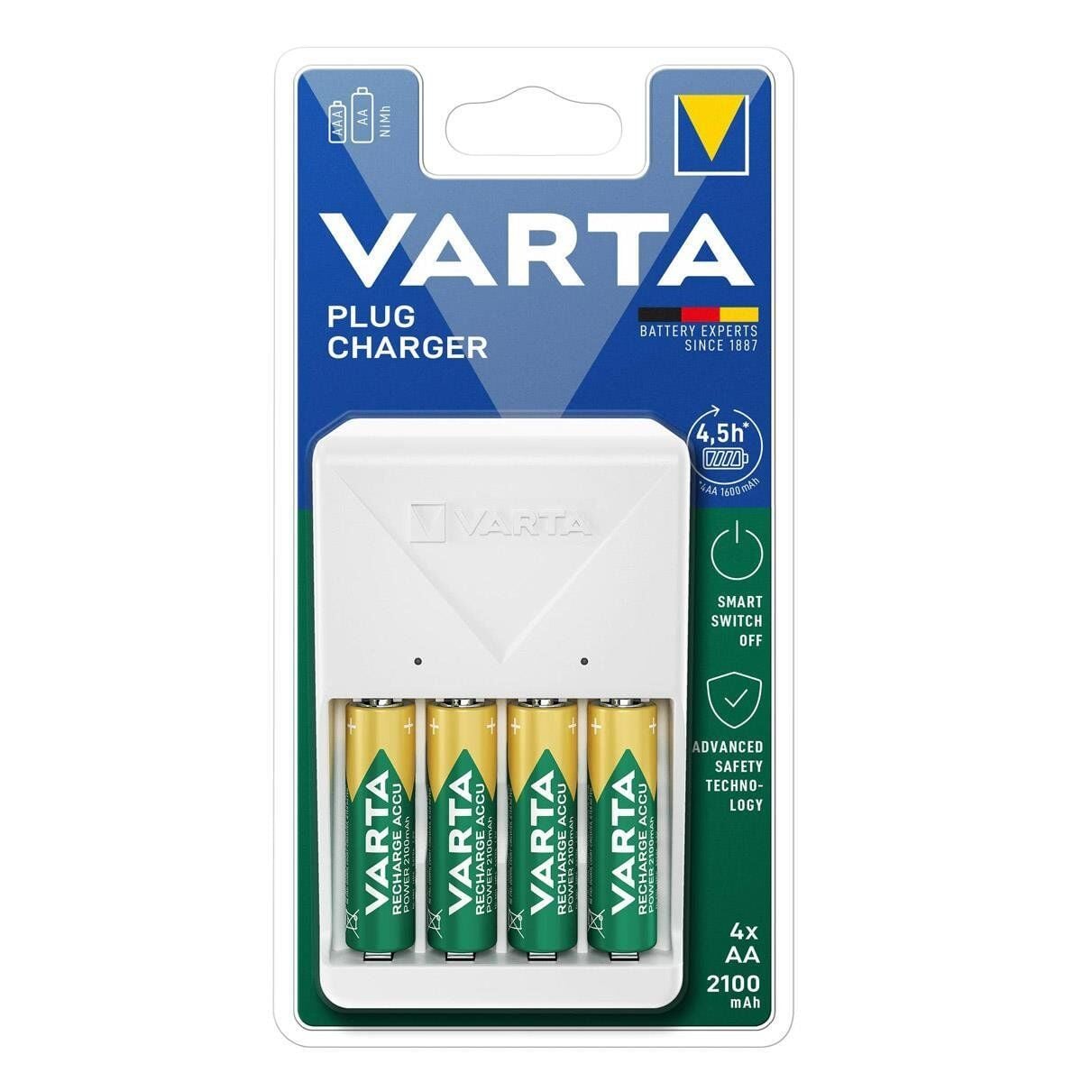 Varta Ni-MH Plug Şarj Cihazı – 4×AA 2100mAh (57657)