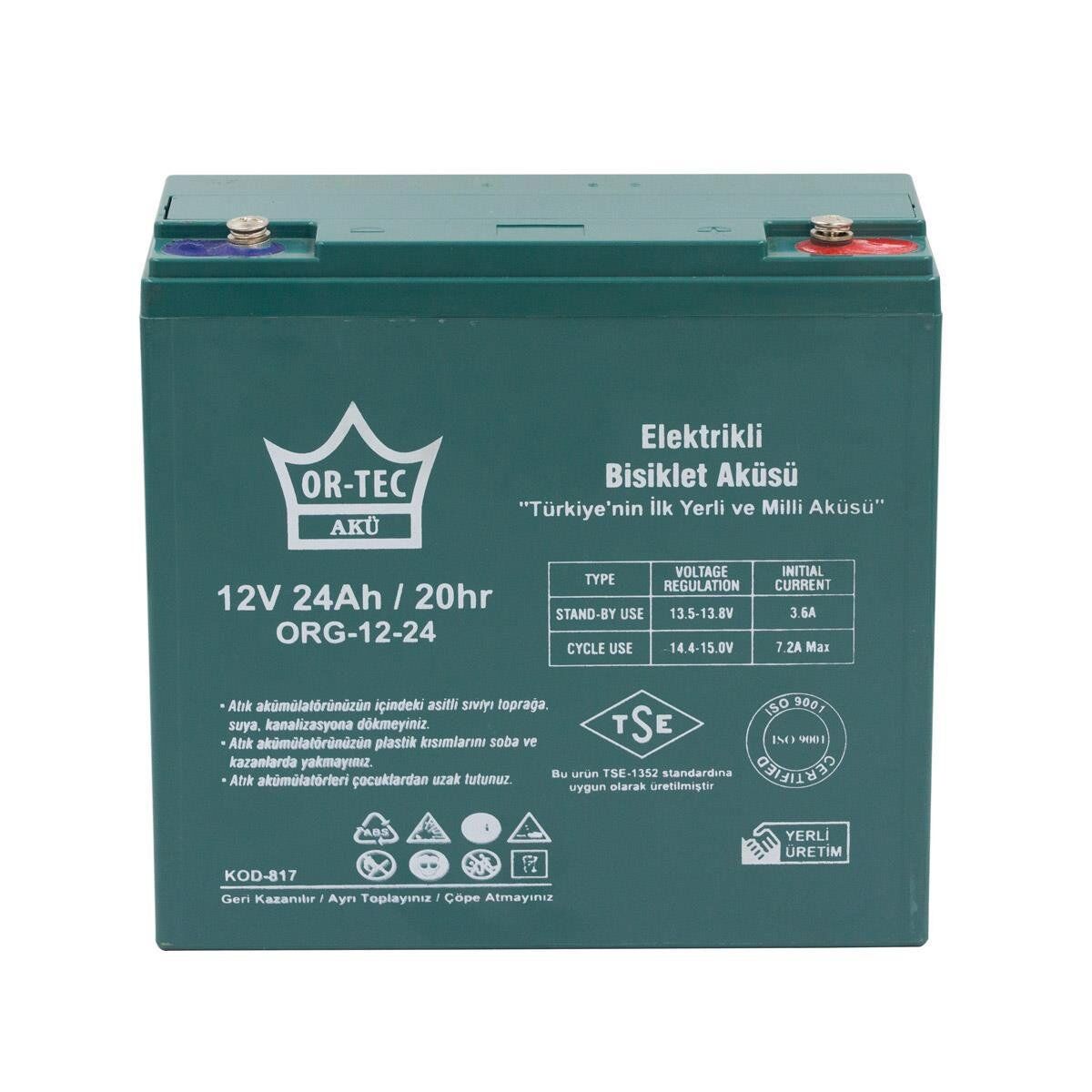 Ortec 12V 24Ah Bakımsız Jel Akü (Deep Cycle)