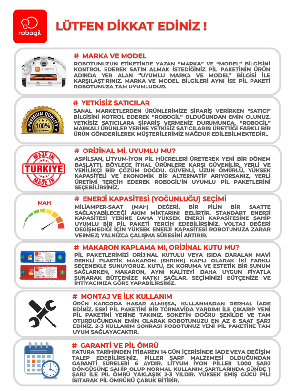 TTEC Robi ProMaster Plus 5800mAh Uyumlu Bataryası Robot Süpürge Pili Li-ion Yedek Pil Paketi C5804BS-Ttc-002