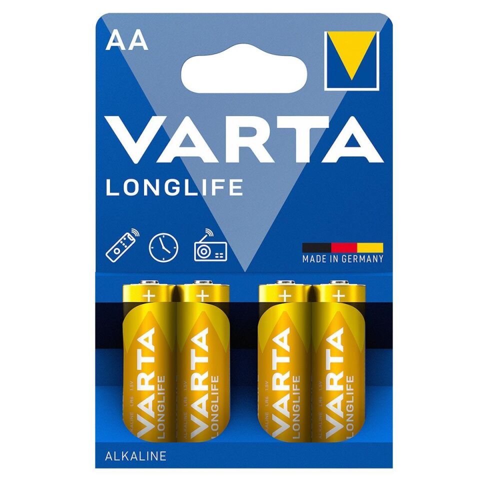 Varta AA 1.5V Alkalin 4’lü Paket Pil – Longlife (4106)