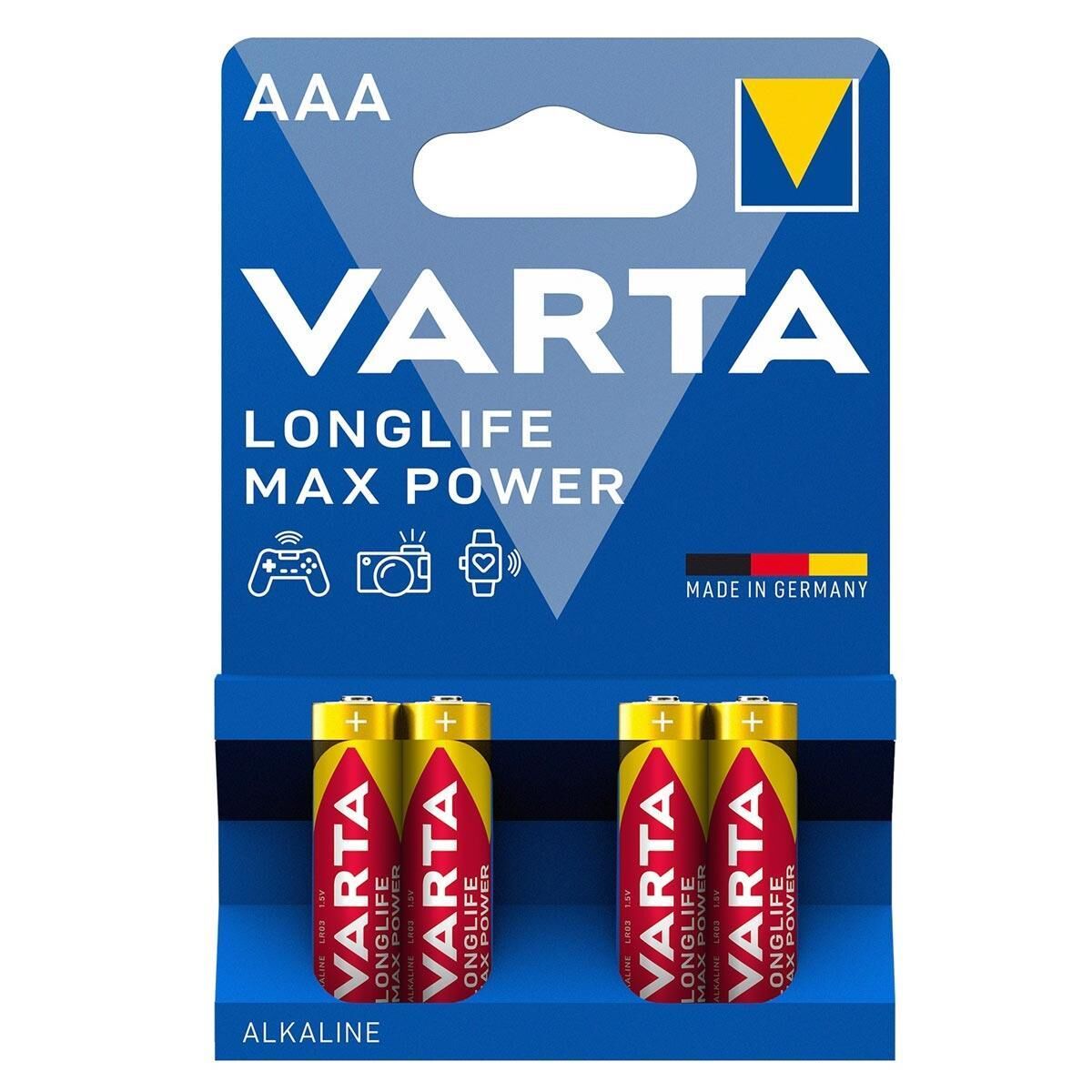 Varta AAA 1.5V Alkalin 4’lü Paket Pil – Longlife Max Power (4703)