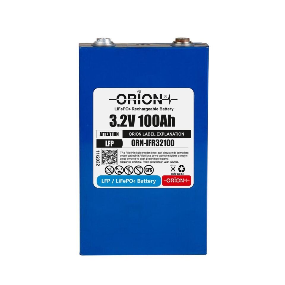 Orion 100DV 3.2V 100Ah 1C LiFePO4 Prizmatik Pil