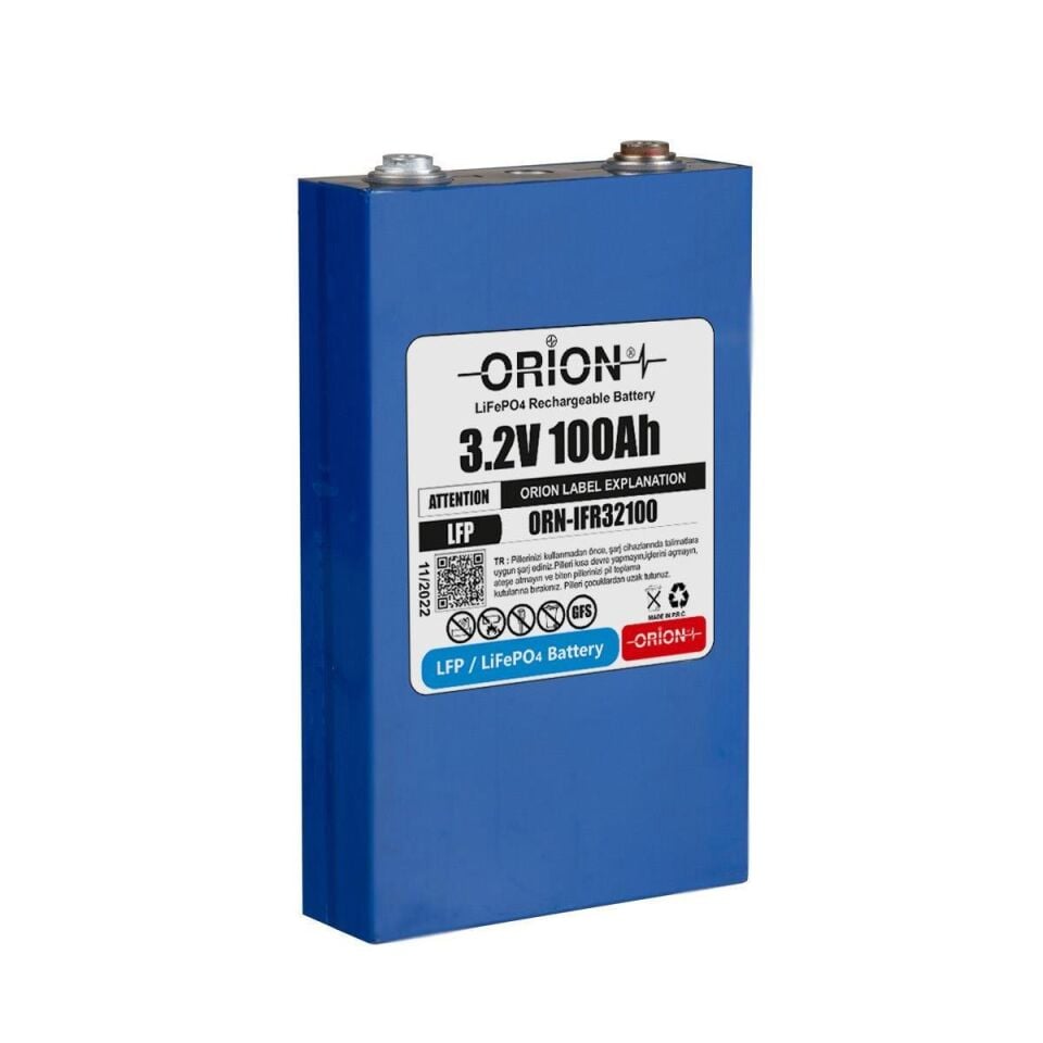 Orion 100DV 3.2V 100Ah 1C LiFePO4 Prizmatik Pil