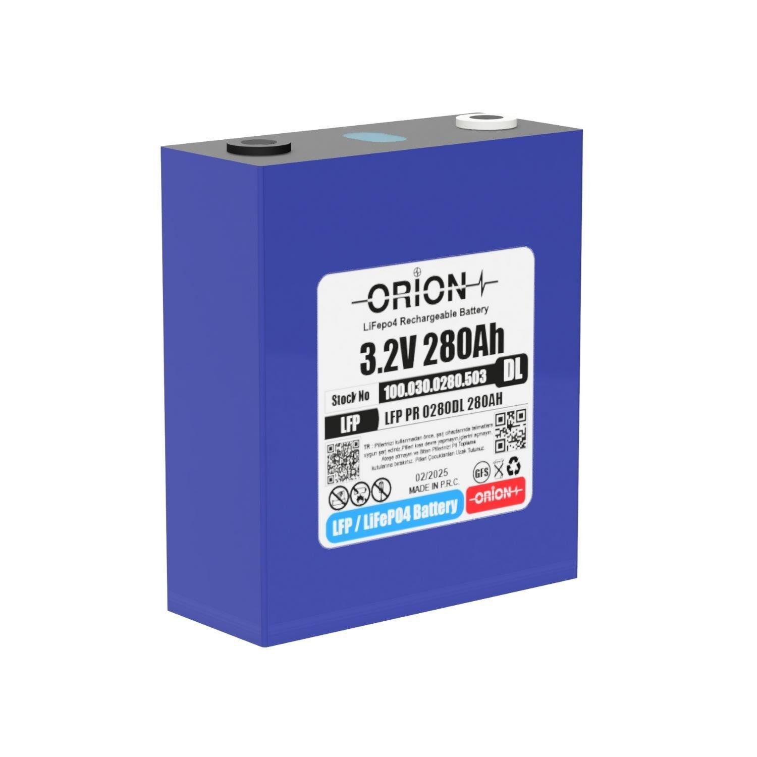 Orion 280DL 3.2V 280Ah LiFePO4 Prizmatik Pil - 0.5C