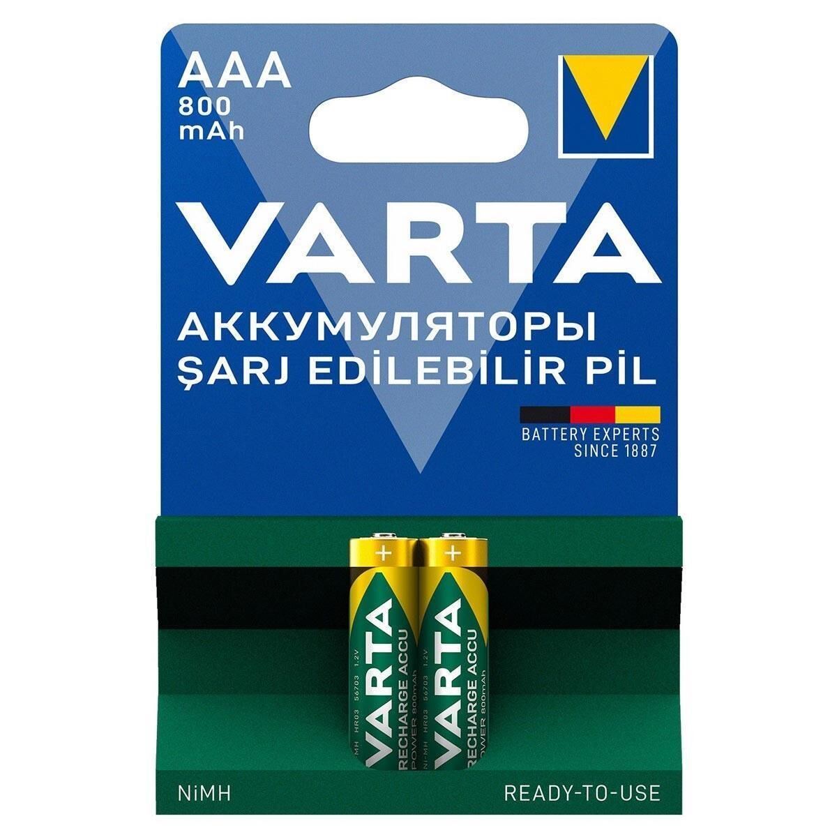Varta AAA 1.2V 800mAh Ni-MH 2’li Paket Pil – Power (56703)
