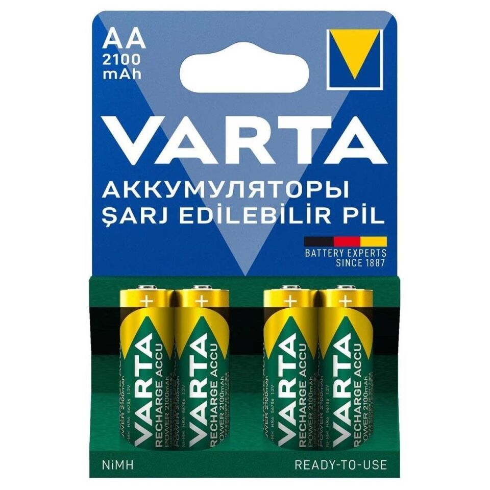 Varta AA 1.2V 2100mAh Ni-MH 4’lü Paket Pil – Power (56706)