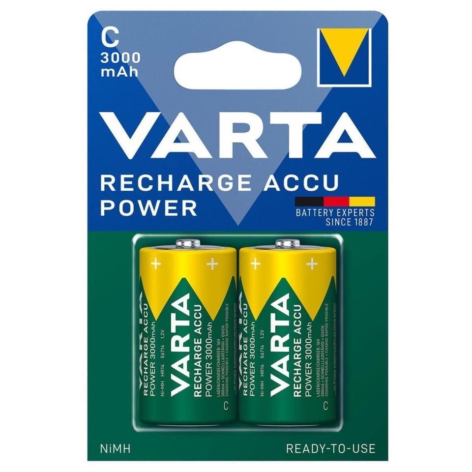 Varta C - Orta Boy 1.2V 3000mAh Ni-MH 2’li Paket Pil – Power (56714)