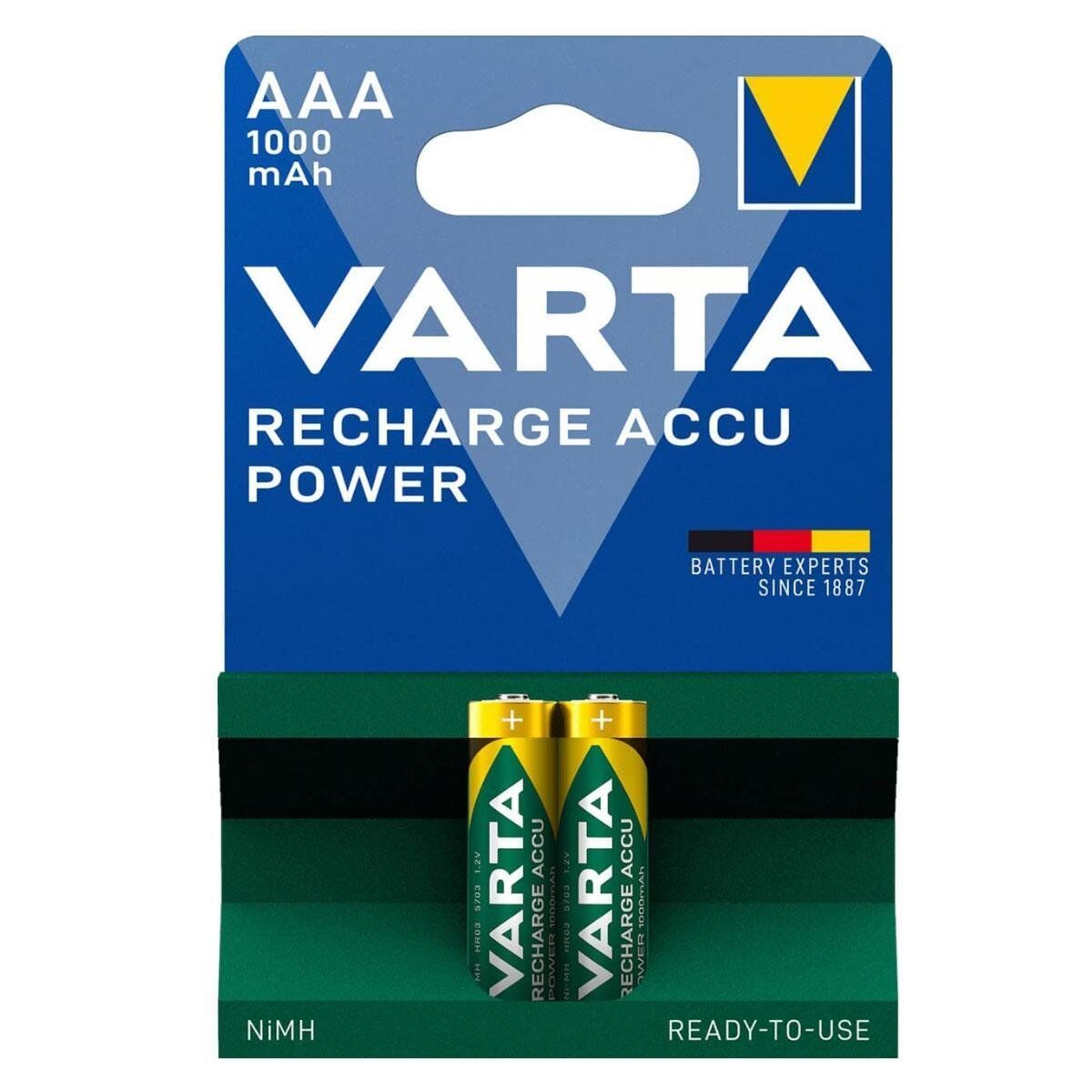 Varta AAA 1.2V 1000mAh Ni-MH 2’li Paket Pil – Accu (57033)