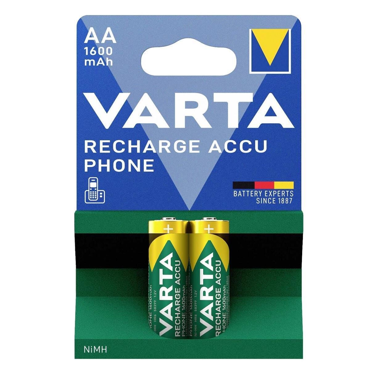Varta AA 1.2V 1600mAh Ni-MH 2’li Paket Pil – Phone (58399)