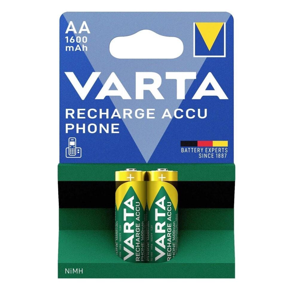 Varta AA 1.2V 1600mAh Ni-MH 2’li Paket Pil – Phone (58399)