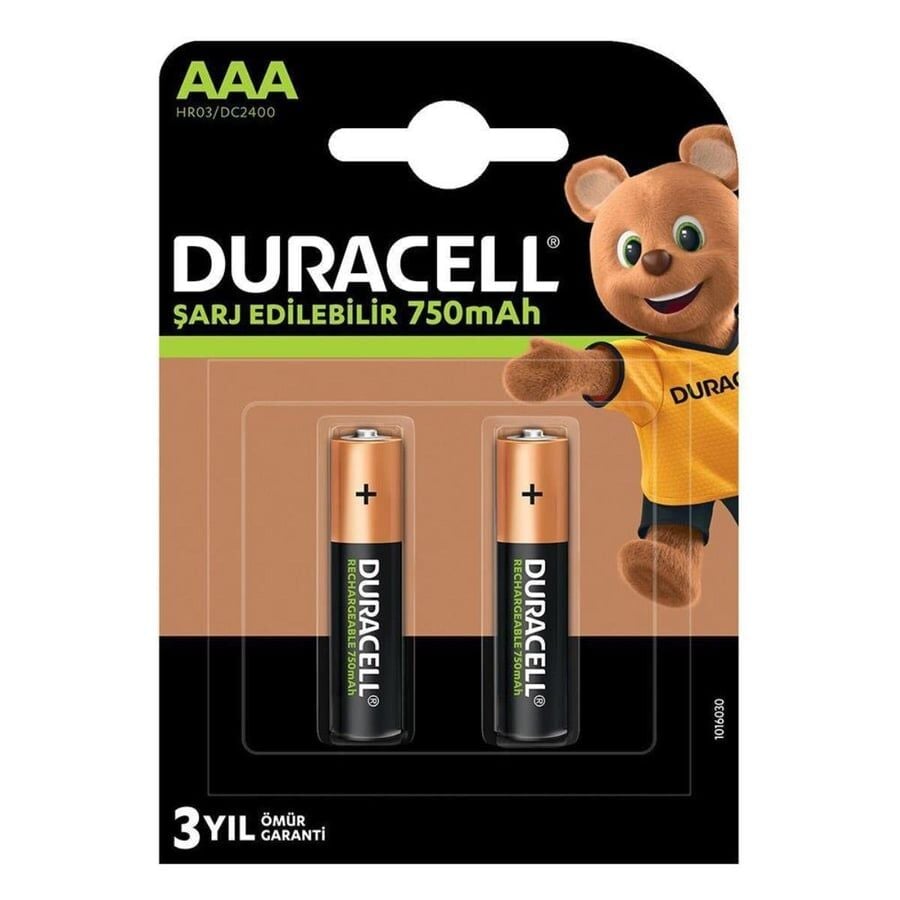 Duracell HR03 1.2V 750mAh AAA Şarj Edilebilir İnce Kalem Pil 2'li Paket