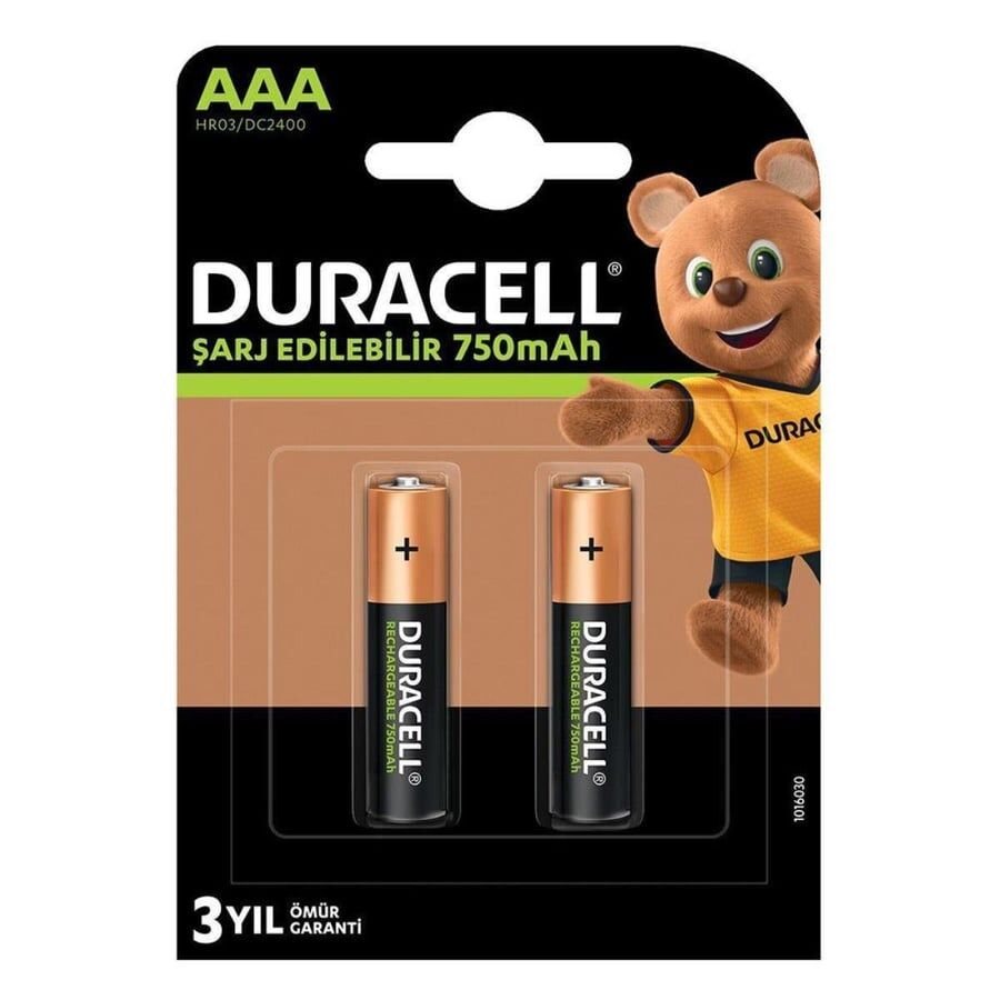 Duracell HR03 1.2V 750mAh AAA Şarj Edilebilir İnce Kalem Pil 2'li Paket