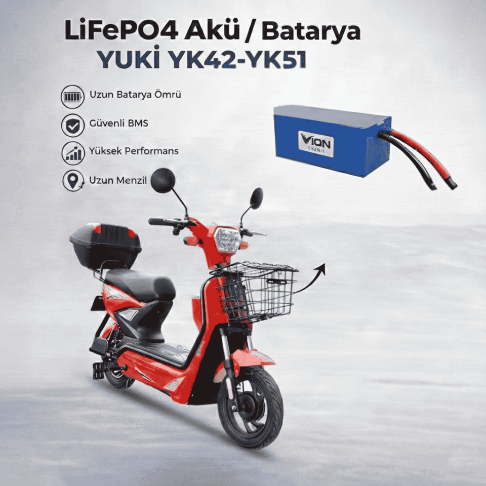 YUKİ YK42-YK51 LiFePO4 Batarya 48V 18Ah