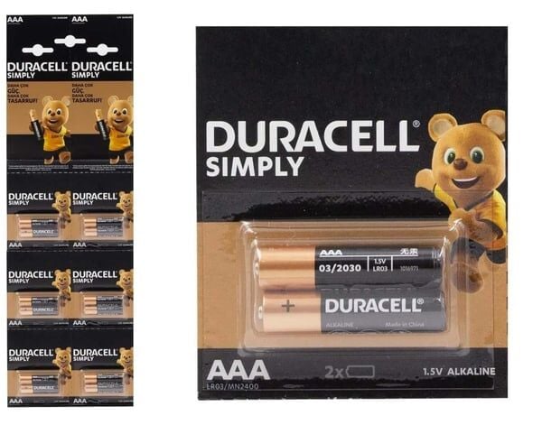 DURACELL SIMPLY AAA 2'LI KARTELA
